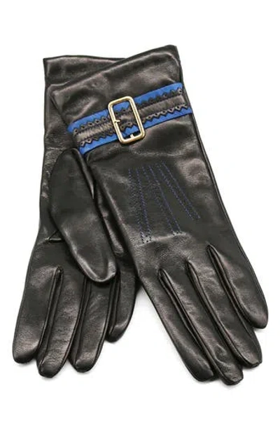 Portolano Buckle Leather Gloves In Black