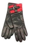 Portolano Buckle Leather Gloves In Black