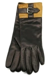 Portolano Buckle Leather Gloves In Black