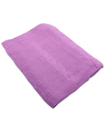 Portolano Cable Knit & Ribbed Throw In Purple