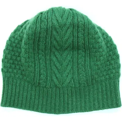 Portolano Cable Knit Cashmere Beanie In Green