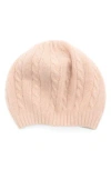 Portolano Cable Knit Cashmere Beret In Pink