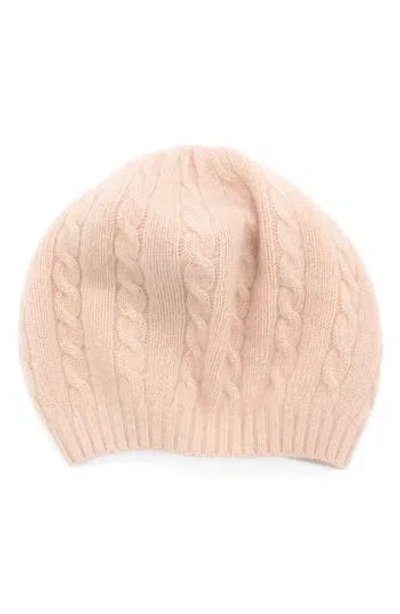 Portolano Cable Knit Cashmere Beret In Pink