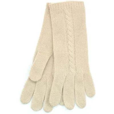 Portolano Cable Knit Cashmere Gloves In Neutral