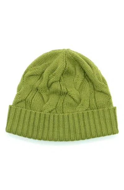 Portolano Cable Knit Cuff Beanie In Green