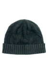 Portolano Cable Knit Cuff Cashmere Beanie In Black
