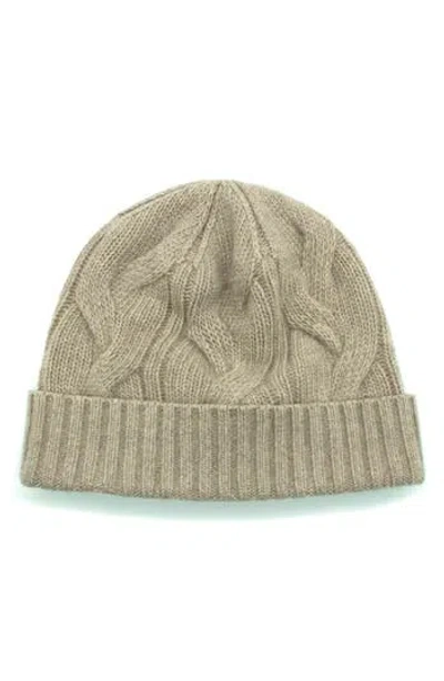 Portolano Cable Knit Cuff Cashmere Beanie In Neutral