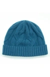 Portolano Cable Knit Cuff Cashmere Beanie In Blue
