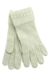 Portolano Cable Knit Cuff Cashmere Gloves In Green