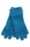 Portolano Cable Knit Cuff Cashmere Gloves In Blue