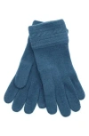 Portolano Cable Knit Cuff Cashmere Gloves In Blue
