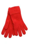 Portolano Cable Knit Cuff Cashmere Gloves In Red