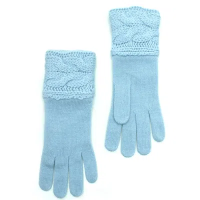 Portolano Cable Knit Lambswool Blend Gloves In Baby Blue