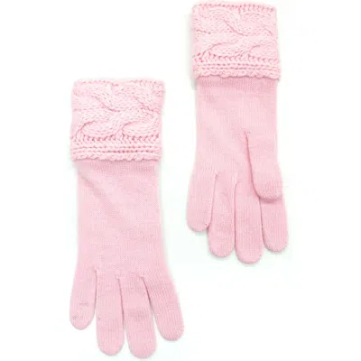Portolano Cable Knit Lambswool Blend Gloves In Baby Pink