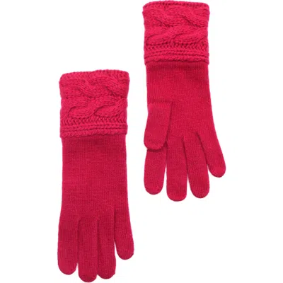 Portolano Cable Knit Lambswool Blend Gloves In Berry Cherry
