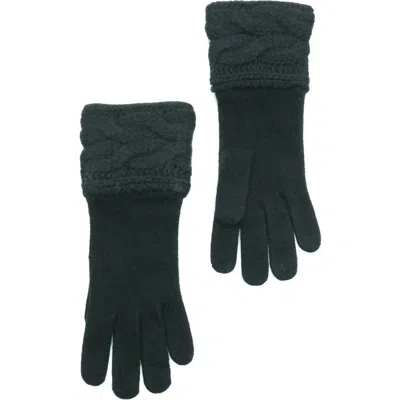 Portolano Cable Knit Lambswool Blend Gloves In Black