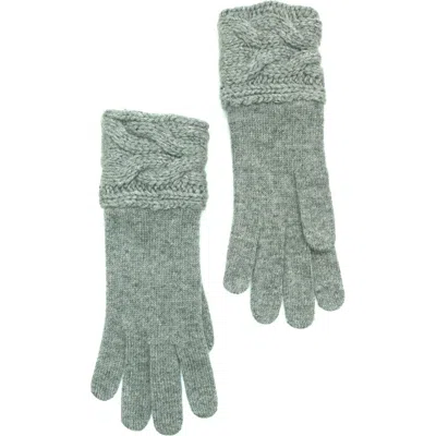 Portolano Cable Knit Lambswool Blend Gloves In Lt Ht Grey