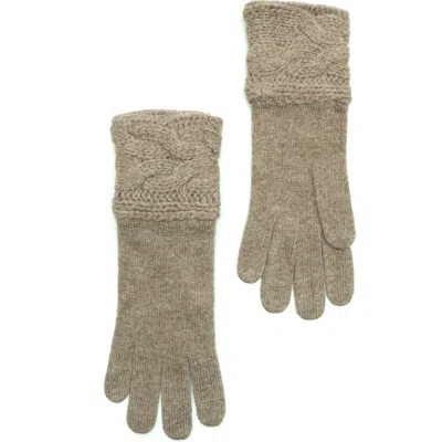 Portolano Cable Knit Lambswool Blend Gloves In Lt Nile Brown