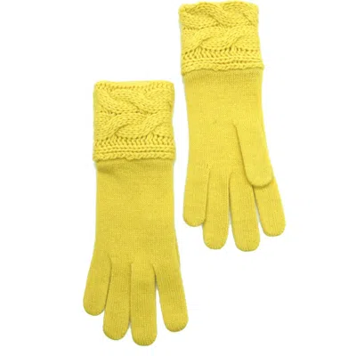 Portolano Cable Knit Lambswool Blend Gloves In Tweety Bird Yel
