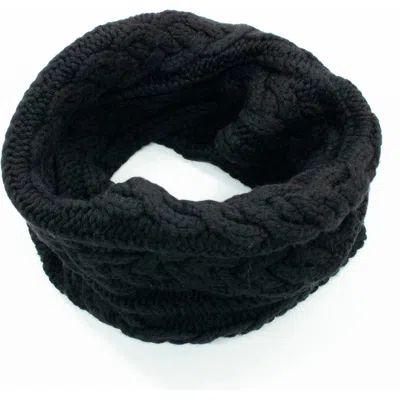 Portolano Cable Knit Merino Wool Infinity Scarf In Black