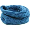 Portolano Cable Knit Merino Wool Infinity Scarf In Blue