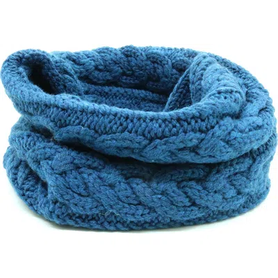 Portolano Cable Knit Merino Wool Infinity Scarf In Blue