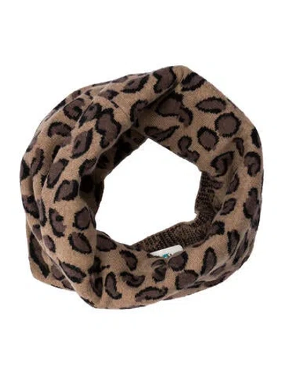 Pre-owned Portolano Cashmere Animal Print Infinity Scarf W/ Tags In Brown