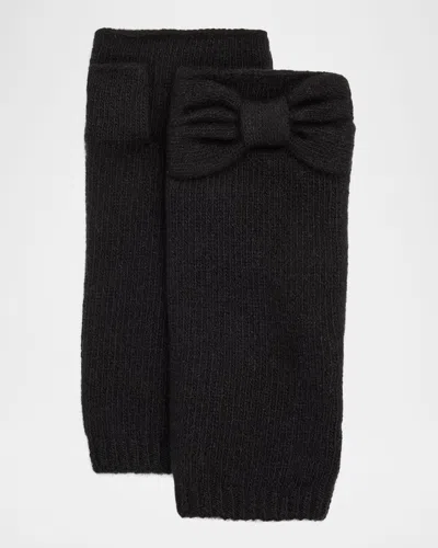 Portolano Cashmere Armwarmers W/ Bow Detail In Black