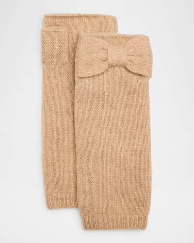 Portolano Cashmere Armwarmers W/ Bow Detail In Cammello
