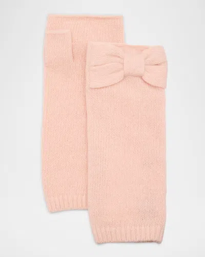 Portolano Cashmere Armwarmers W/ Bow Detail In Rose Quartz