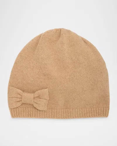 Portolano Cashmere Beanie W/ Bow In Neutral