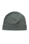 Portolano Cashmere Beanie With Crystal Stones In Gray