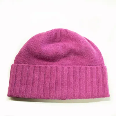 Portolano Cashmere Beanie With Folded Cuff In Pink