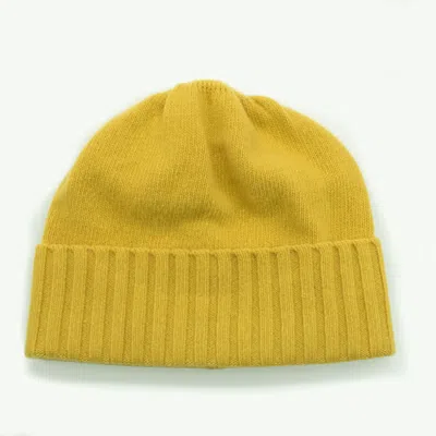 Portolano Cashmere Beanie With Folded Cuff In Yellow