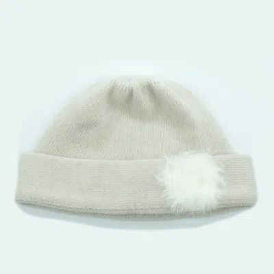 Portolano Cashmere Beanie With Fur Pom In Multi