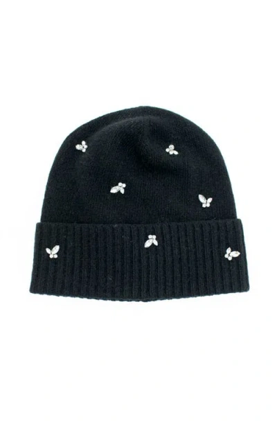 Portolano Cashmere Beanie With Stones In Blue