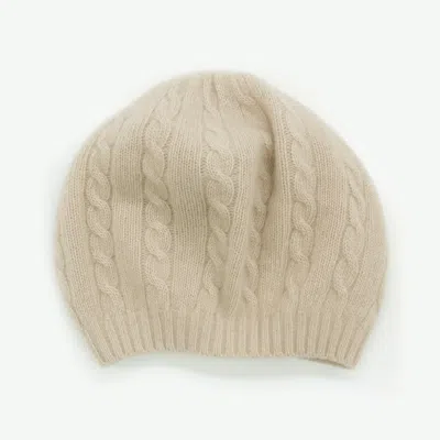 Portolano Cashmere Beret In Cables Design In Beige