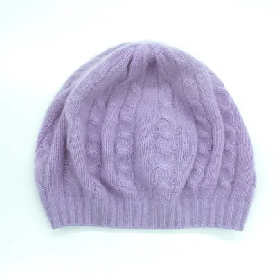 Portolano Cashmere Beret In Cables Design In Purple