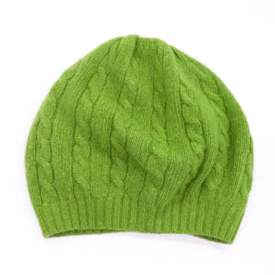 Portolano Cashmere Beret In Cables Design In Green