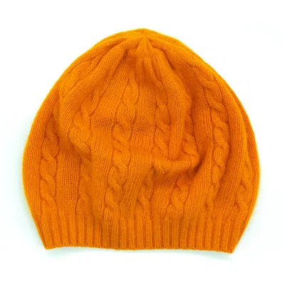 Portolano Cashmere Beret In Cables Design In Yellow