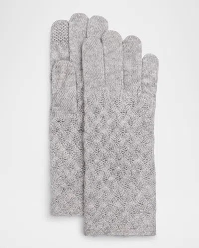 Portolano Cashmere Blend Basketweave Gloves In Lt Ht Grey