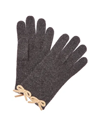 Portolano Cashmere Blend Gloves With Contrasting Color Bows In Brown