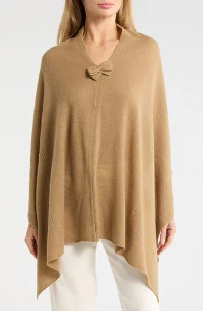 Portolano Cashmere Bow Poncho In Brown