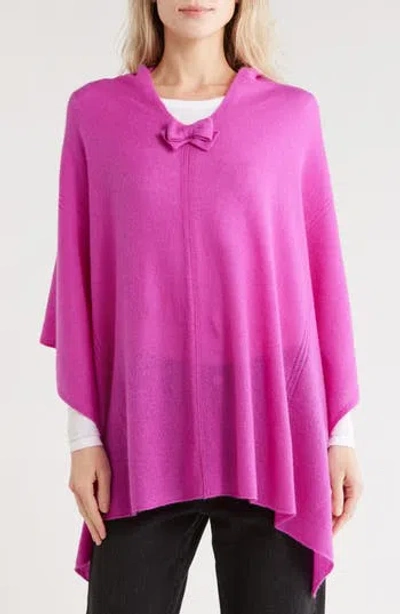 Portolano Cashmere Bow Poncho In Purple