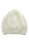 Portolano Cashmere Cable Knit Beanie In White