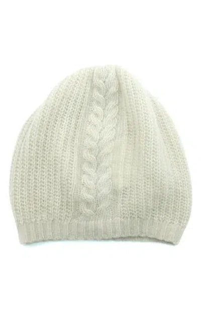 Portolano Cashmere Cable Knit Beanie In White