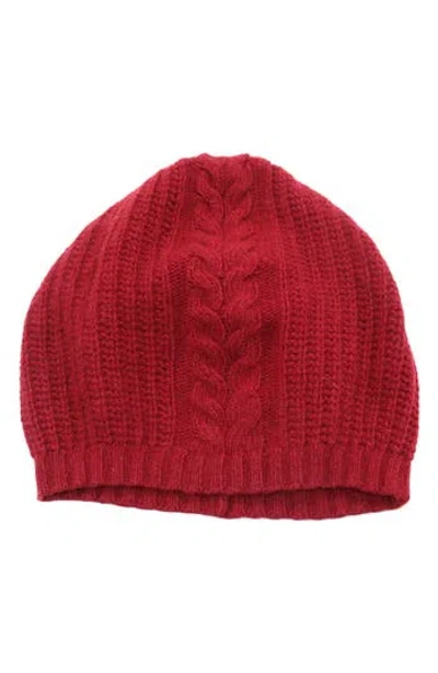 Portolano Cashmere Cable Knit Beanie In Red