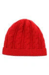 Portolano Cashmere Cable Knit Beanie In Red