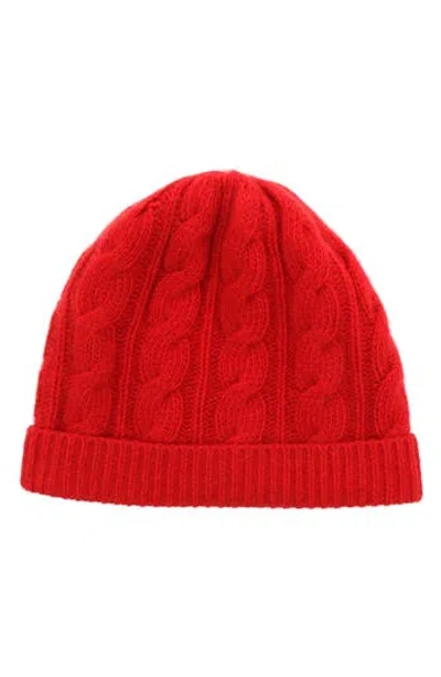 Portolano Cashmere Cable Knit Beanie In Red