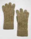 Portolano Cashmere Cable Knit Gloves In Cammello Chiaro